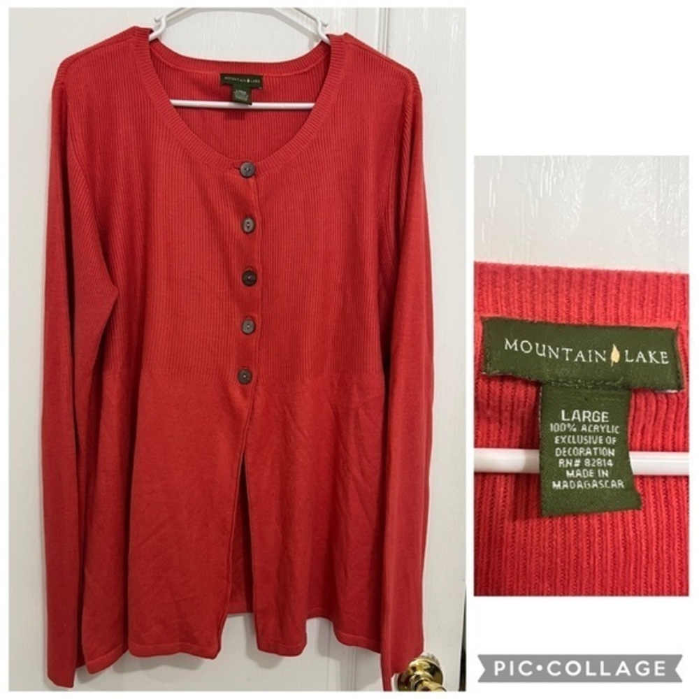 Mountain Lake Women's color coral cardigan Sweater size L